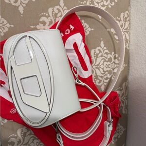 DIESEL White Shoulder Bag with Silver Accent